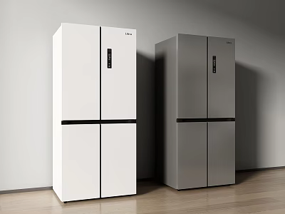 Modern Double Door Refrigerators White And Gray Sleek Design In Contemporary Interior Space 3d model