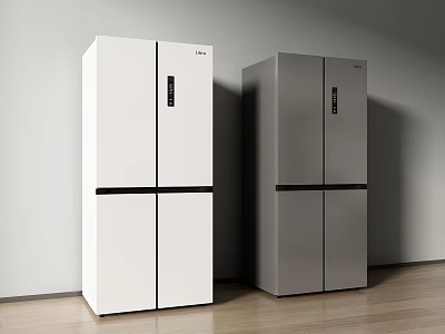Modern Double Door Refrigerators White And Gray Sleek Design In Contemporary Interior Space 3d model