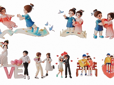 2D Valentine's Day Tanabata Characters model