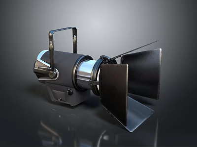 Portable Black Work Light With Silver Accents Handle And Adjustable Visors For Home Use 3d model