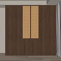 Wooden Wardrobe Design With Central Woven Panels And Natural Wood Finish