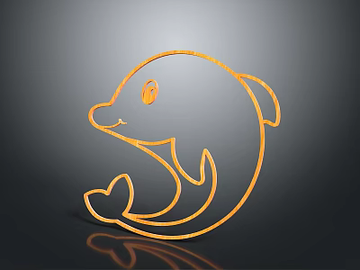 Cute Orange Line Dolphin Design Decorative Accessory For Home Daily Use 3d model