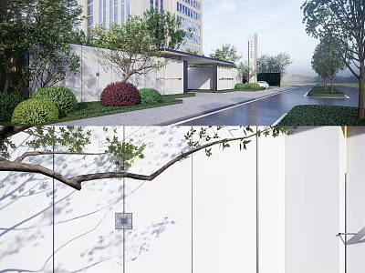 Modern Garden Landscape Design With Greenery White Walls Pathway And Architecture 3d model
