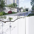 Modern Garden Landscape Design With Greenery White Walls Pathway And Architecture