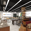 Modern Liquor and Tobacco Store Interior With Shelves Full Of Various Products And Display Counters