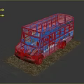 Pink Mini Bus With 55 Number And BUS MIN Sign On Gravel Ground Exterior