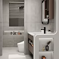 Modern Bathroom Interior With Vanity Mirror Cabinet And Toilet