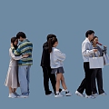 Many people couple group people 3d model