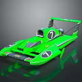 Green Sporty Racing Boat With Streamlined Design And Number 7 On Sleek Exterior