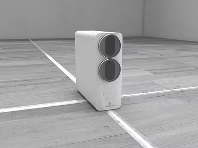 Modern White Kitchen Appliance with Two Circular Sections on Wooden Floor in Minimalist Space 3d model