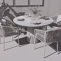 Modern Dining Table and Chair Combination Dining Table and Chair 3d model