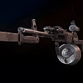 Modern Tactical Machine Gun With Drum Magazine Scope And Grip Design