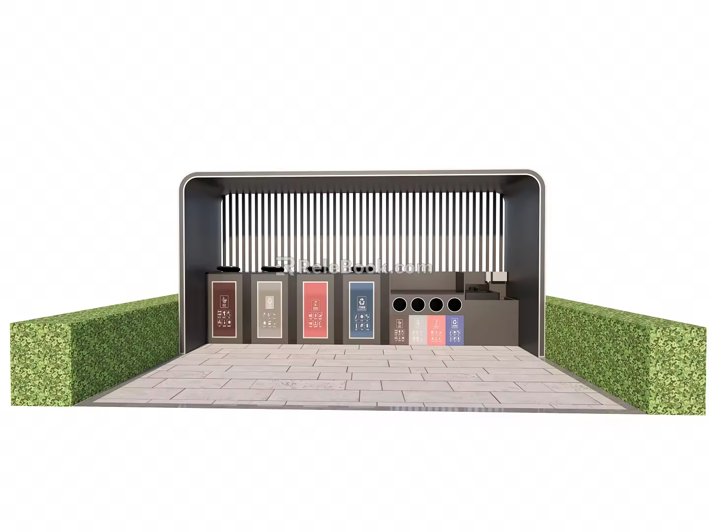 Modern trash can garbage collection station community garbage collection point 3d model