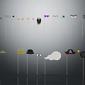 Diverse Commercial Party Event Equipment With Eyeglasses Crowns Pirate Hats And Ghost Props On Sticks