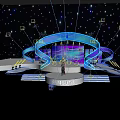 Samsung Branded Stage With Blue Lighting And Performer 3d model