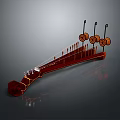 Traditional Musical Instrument 3D Model With Wooden Body Strings And Tuning Pegs