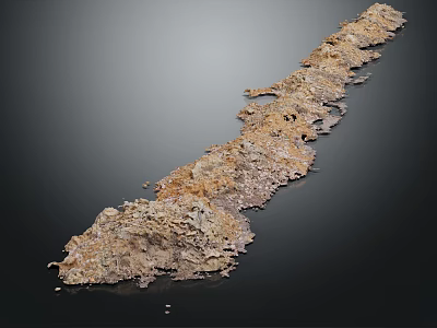 3D Rendered Irregular Elongated Structure With Orange Brown Rough Rock Like Texture 3d model