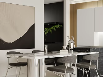 Modern Light Luxury Home Restaurant Island Table Restaurant Kitchen Integrated Italian Dining Table and Chair Island Table Dining Table and Chair Island Table Kitchen Light Luxury Italian Style 3d model