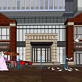 Modern Commercial Complex With High Rise Buildings Red Brick Structures Open Square And Pedestrians