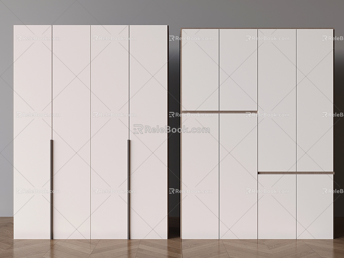 Cream Style Wardrobe Solid Wood Wardrobe Simple Wardrobe 3d model