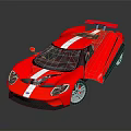 Red Supercar With Open Doors White Stripes And Sleek Sporty Design