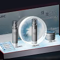 AHC Skincare Display With Moisturizing GPS Serum And Cream Products