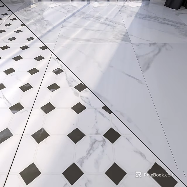 Tile Components With Diamond Pattern And Marble Texture For Modern Floor Design 3d model