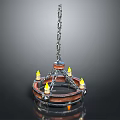 Vintage Metal Chain Chandelier With Candle Style Lights And Round Design