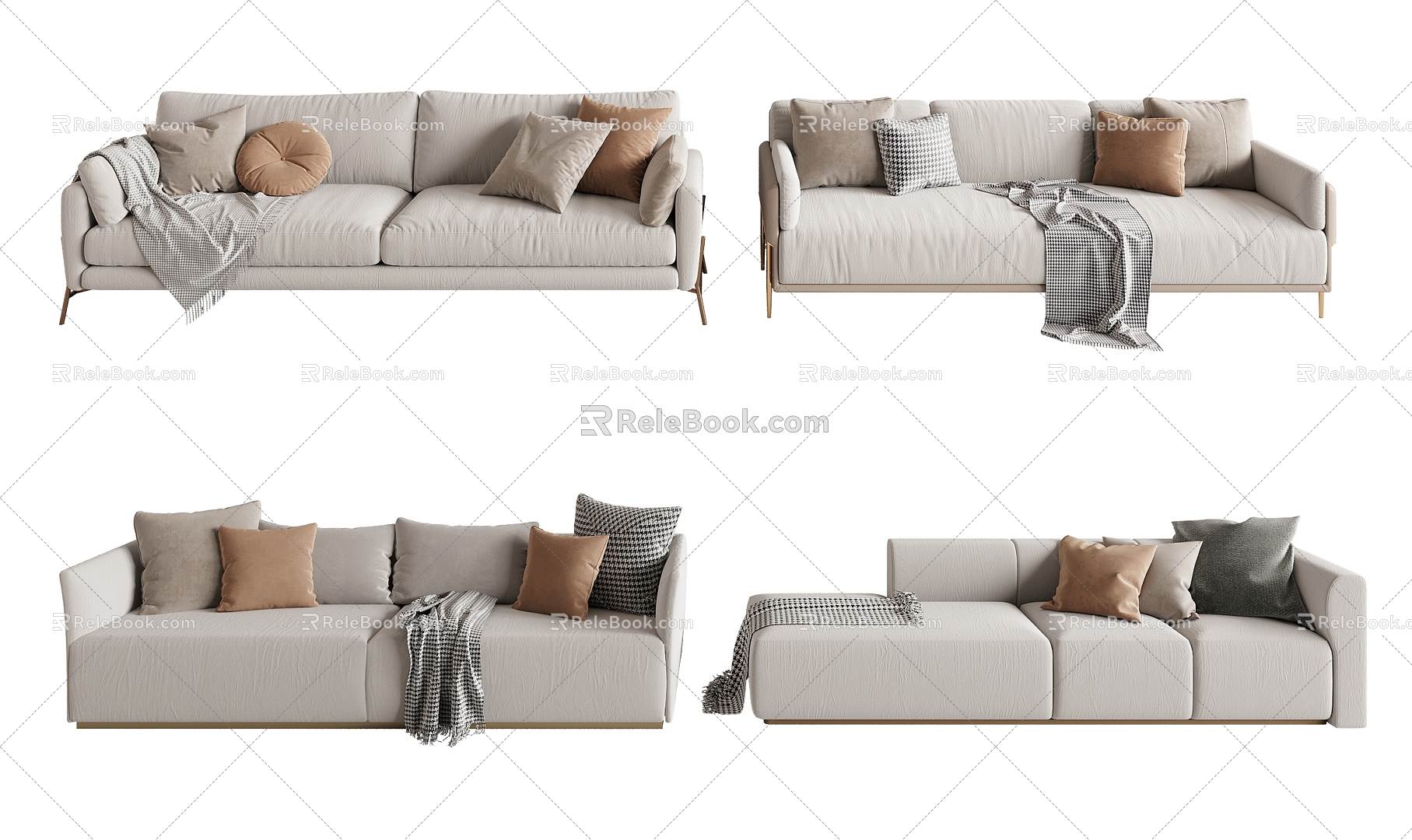 Modern Combination Sofa Multi-Person Sofa Three-Person Sofa Two-Person Sofa 3d model