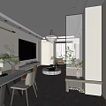 Modern Elegant Living And Dining Room Interior With Open Layout Marble Pendant Lights And Greenery