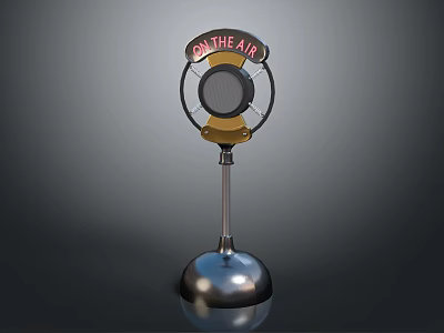 Vintage Audio Speaker With ON THE AIR Sign And Metal Ball Base Design 3d model