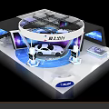 Modern Travel Brand Exhibition Booth With Car Model And Large Background Screens