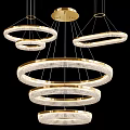 Elegant Gold Multiple Rings Chandelier With Crystal Strands For Interior Design 3d model