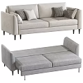 Modern Sectional Sofa For Living Room With Light Gray Upholstery And Decorative Cushions