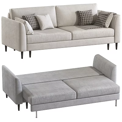 Modern Sectional Sofa For Living Room With Light Gray Upholstery And Decorative Cushions 3d model