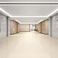 Modern Hospital Outpatient Clinic Lobby With Escalator Green Plants And Digital Screen