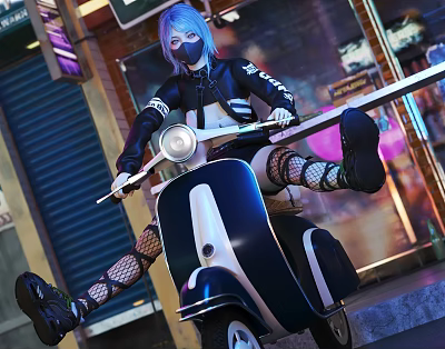 Modern Woman Moto Girl 3d model