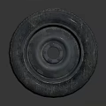 Car Tire With Detailed Tread Pattern And Metal Rim On Dark Background
