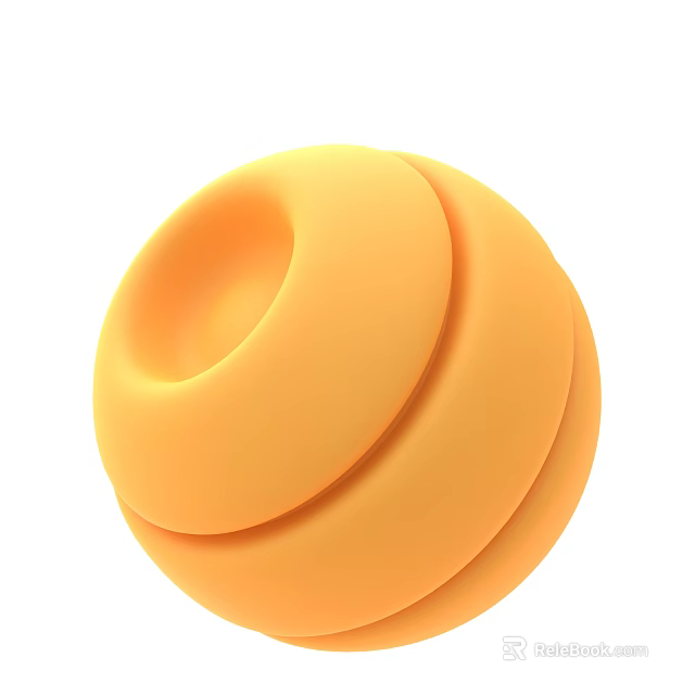 Modern Orange Decorative Ornament Set With Layered Circular Rings Design 3d model 