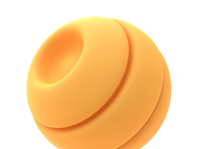 Modern Orange Decorative Ornament Set With Layered Circular Rings Design 3d model
