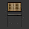Wooden Chair With Dark Wooden Frame Rattan Backrest And Seat Minimalist Modern Furniture Design