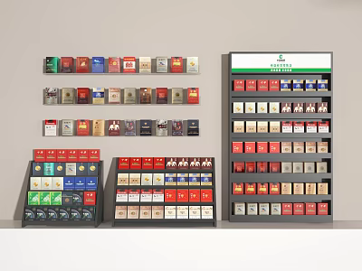 Ornament Decor Combinations On Various Shaped Neatly Arranged Multicolored Display Racks 3d model