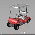 Red Electric Golf Cart With White Roof And Comfortable White Seats