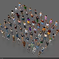 Large Group Of People Gathered Together With Diverse Clothing And Various Poses