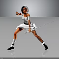 Female Character In White Dress With Serrated Sword And Tattoo In Dynamic Pose