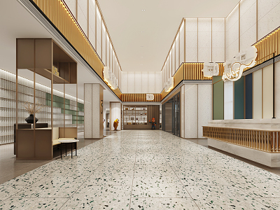 Modern Hall Hotel Lobby 3d model