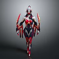 Mythical Character With Creature Inspired Armor Elaborate Headpiece And Biomechanical Wings