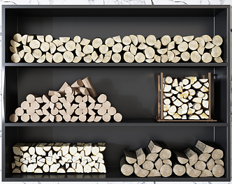 Modern Wood Fireplace Wood Pile Wood Pile Combination 3d model