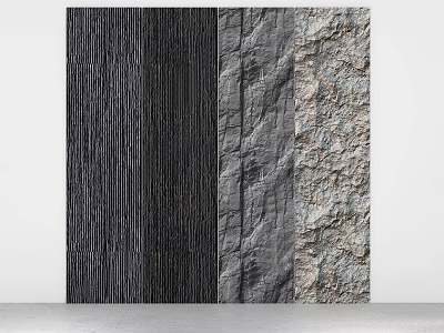 Modern Background Wall With Vertical Striped Stone And Rough Textured Surfaces 3d model