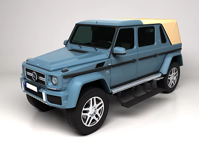 Blue Mercedes G Class Convertible With Soft Top And Off Road Features 3d model